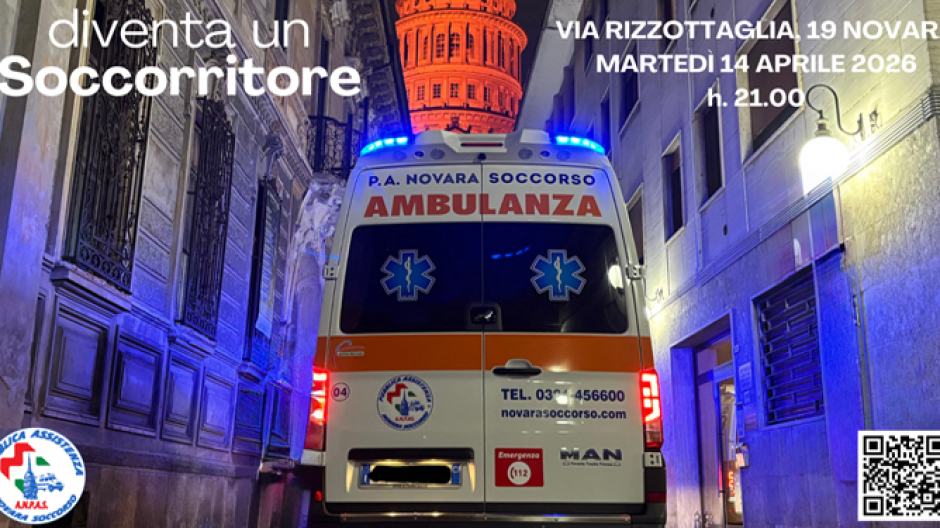 Pubblica Assistenza Anpas Novara Soccorso: corso gratuito per volontari soccorritori